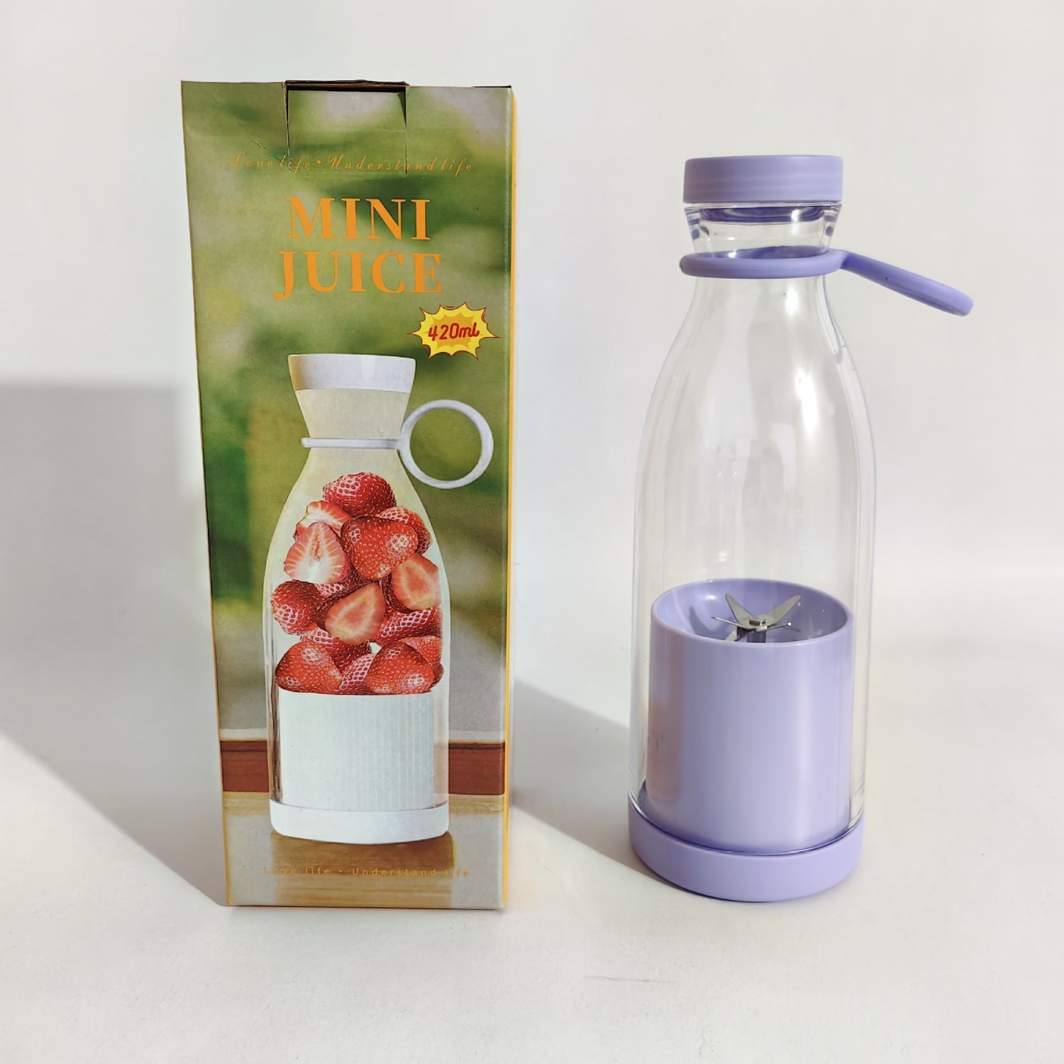 mini vinflaskejuicer 420ml bærbar omrører usb-lader juicer kopp husholdning multifunksjonell elektrisk juicer husholdningsartikkel: Mørk kaki