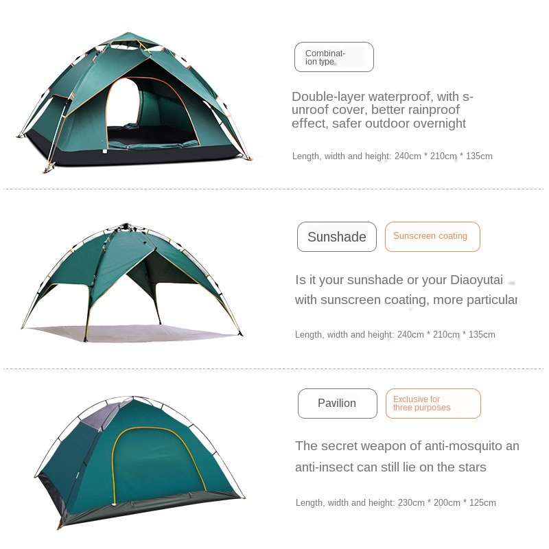 Fully Automatic Tent Outdoor 3-4 People Thick Water Resistant Double Camping Open Country Camping Tent