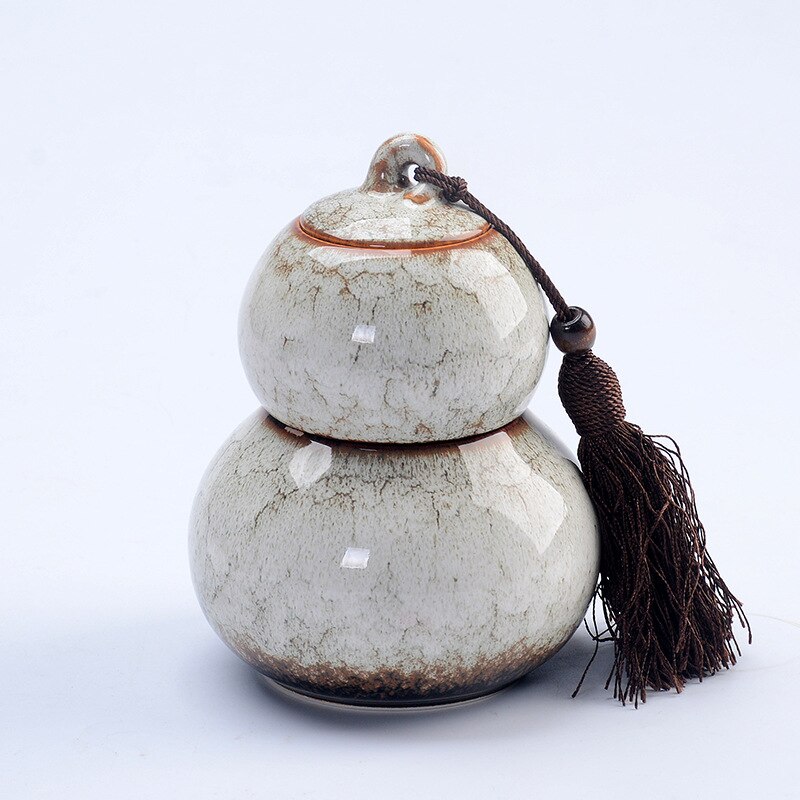 Gourd Ceramic Porcelain Tea Caddy Teaware Kiln Turned Pot Household Sealed Storage Pot Tea Storage Tea Container Tea Cans: B4