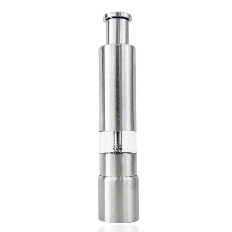 Novedad, molinillo de pimienta con empuje de pulgar, molinillo de sal portátil, molinillo de pimienta Manual, salero, molinillo de especias de acero inoxidable, barbacoa, cocina: Default Title