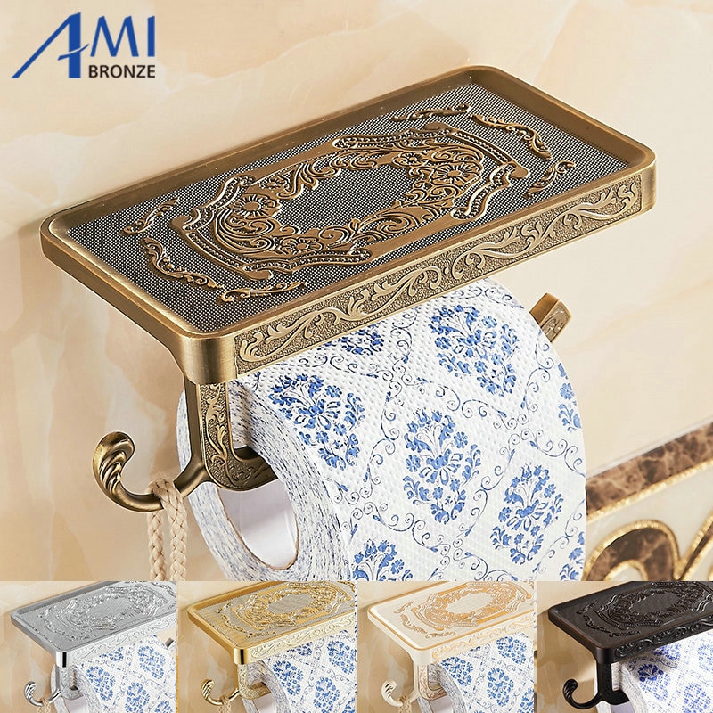 Toilettenpapierhalter Handyhalter Mit Haken Schlecht-accessoires Papier Regal Telefon Aufhänger Antike/Gold/Schwarz/Chrom