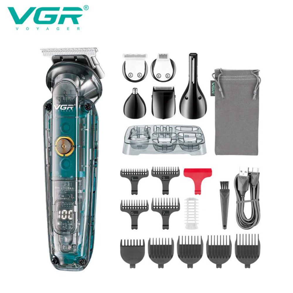 VGR tondeuse cheveux hommes tondeusse homme coiffure Coupe-herbe Machine de coupe de cheveux Multifonctionnel Machine à couper les cheveux IPX6 Tondeuse à cheveux 6 en 1 Tondeuses à cheveux Hommes V-102: Default Title