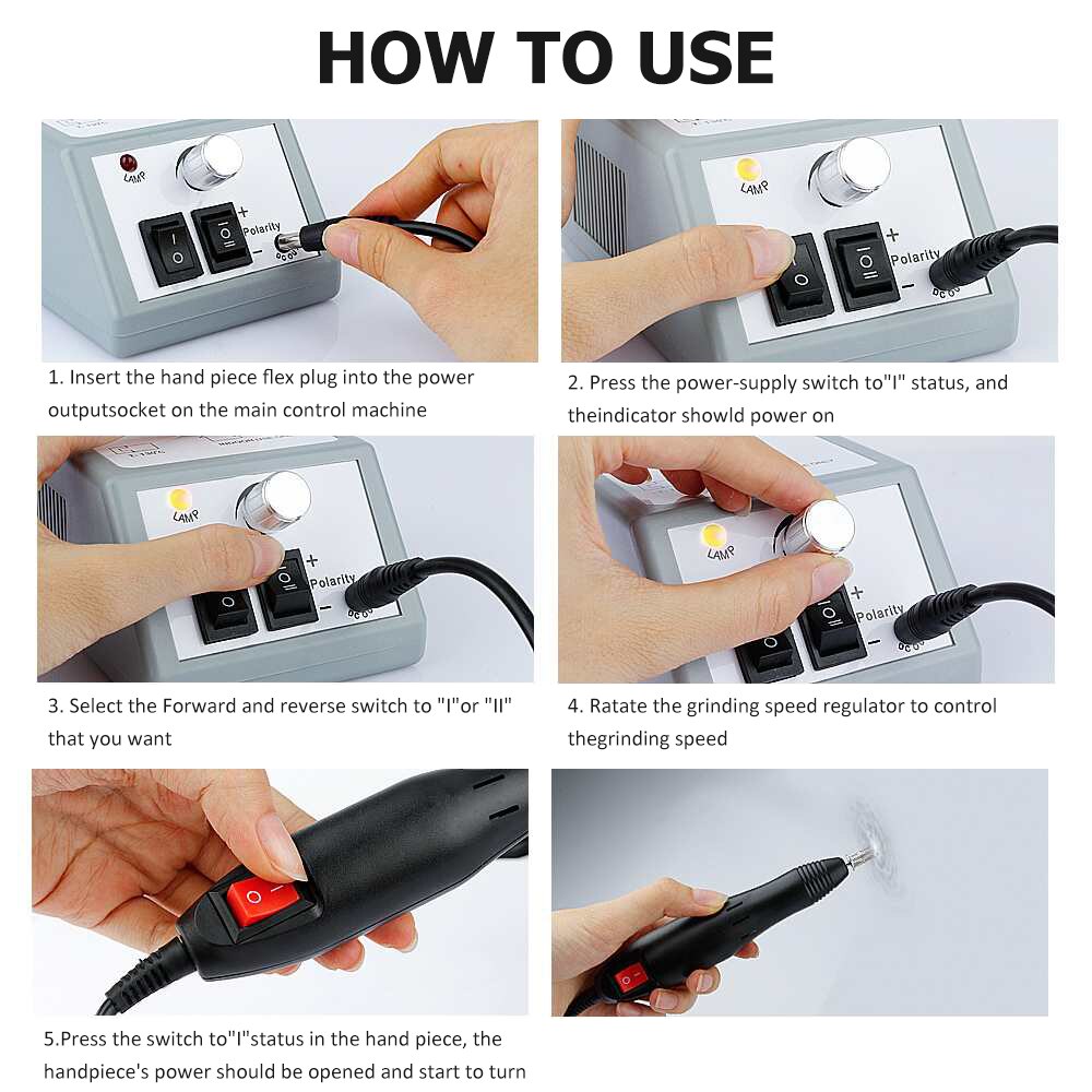 1 set elektrische manicuremachine, pen, pedicure, nagelvijl, nagelgereedschap, 6 bits, boor, nagelboormachine, apparatuur