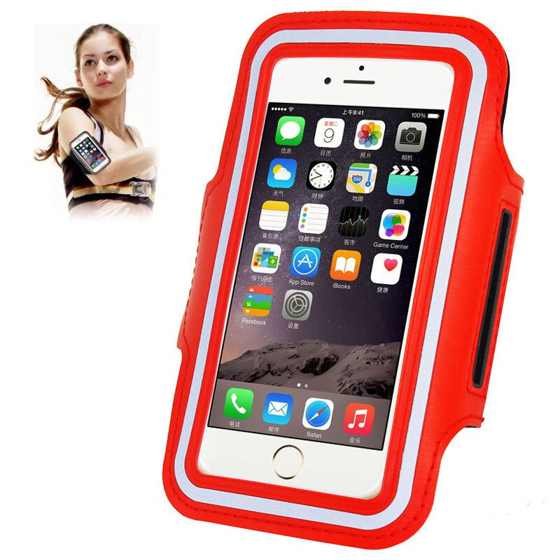 Armband Sport Case voor iPhone 5 5 s Mobiele Telefoon Cover Universal Outdoor Accessoires: Rood