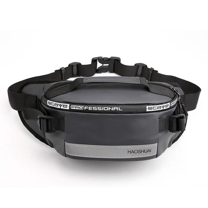 Man Waterproof Waist Bag Chest Pack Outdoor Sports Crossbody Bag Hip Bag Casual Travel Male Bum Belt Bag: Gray