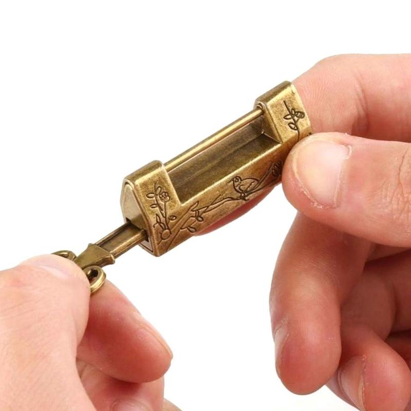Mot de passe cadenas serrure métal chinois Vintage Antique rétro clé bijoux combinaison Bronze/noir serrures Bronze Mini mot de passe