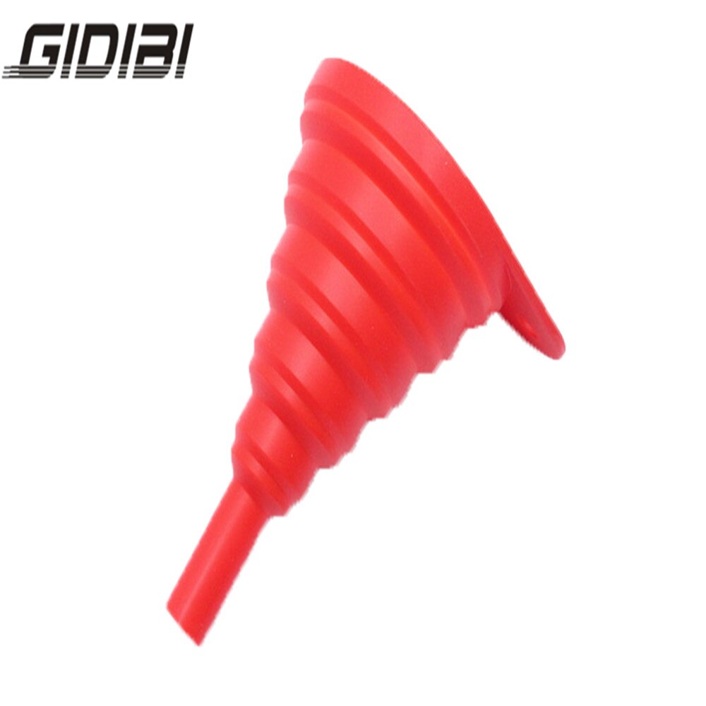 Universal Motorcycle Collapsible Silicone Oil Funnel Oil Fuel Funnel Foldable Hopper: red