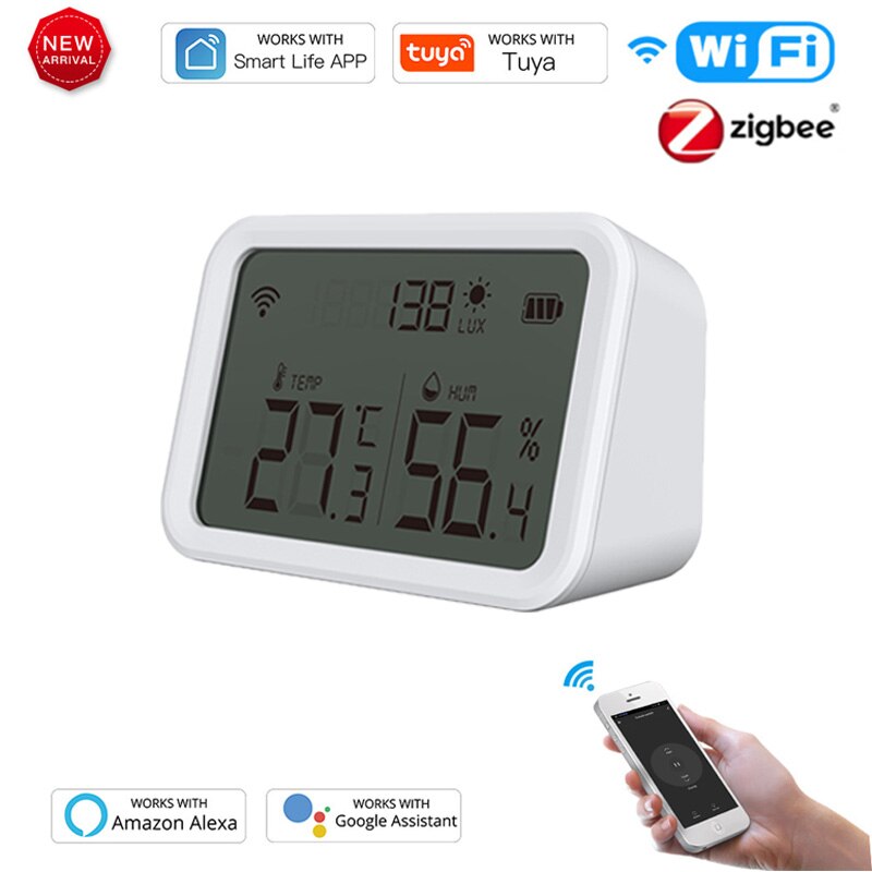 Tuya Zigbee Smart Home Wifi Temperatuur En Vochtigheid Sensor Met Led Screen Werk Met Alexa Google Assistent En Tuya Zigbee hub: 1pcs  sensor