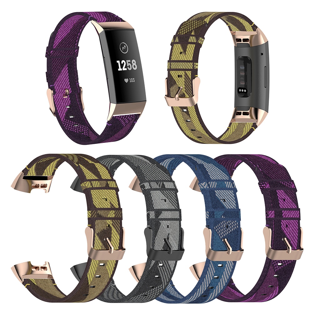 Udskiftning rem nylon moderigtigt urskive armbåndsur til fitbit charge 4 3 se fitness tracker armbånd