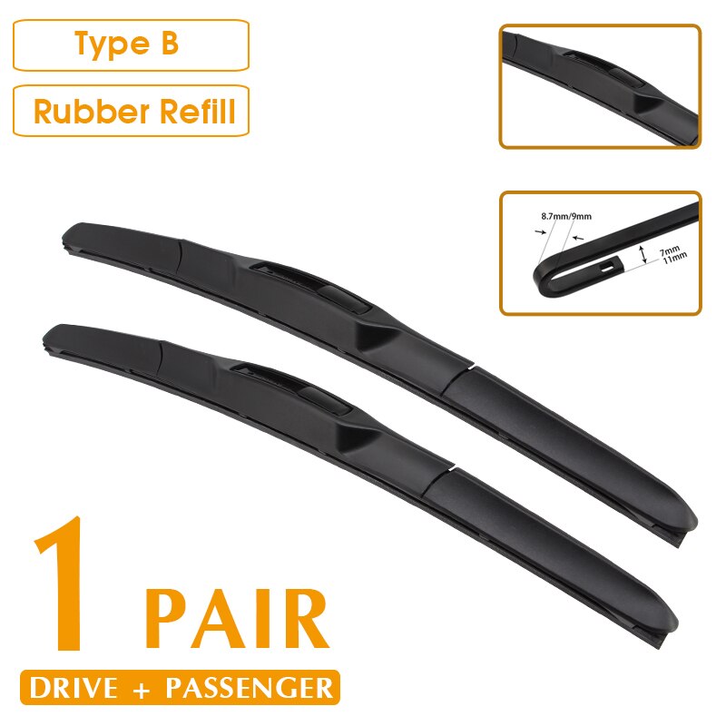 Car Wiper Blade Front Window Windshield Rubber Silicon Refill Wipers For Daewoo Matiz 1998 LHD/RHD 21&quot;+16&quot; Car Accessories: Left Hand Drive / Type B 2116