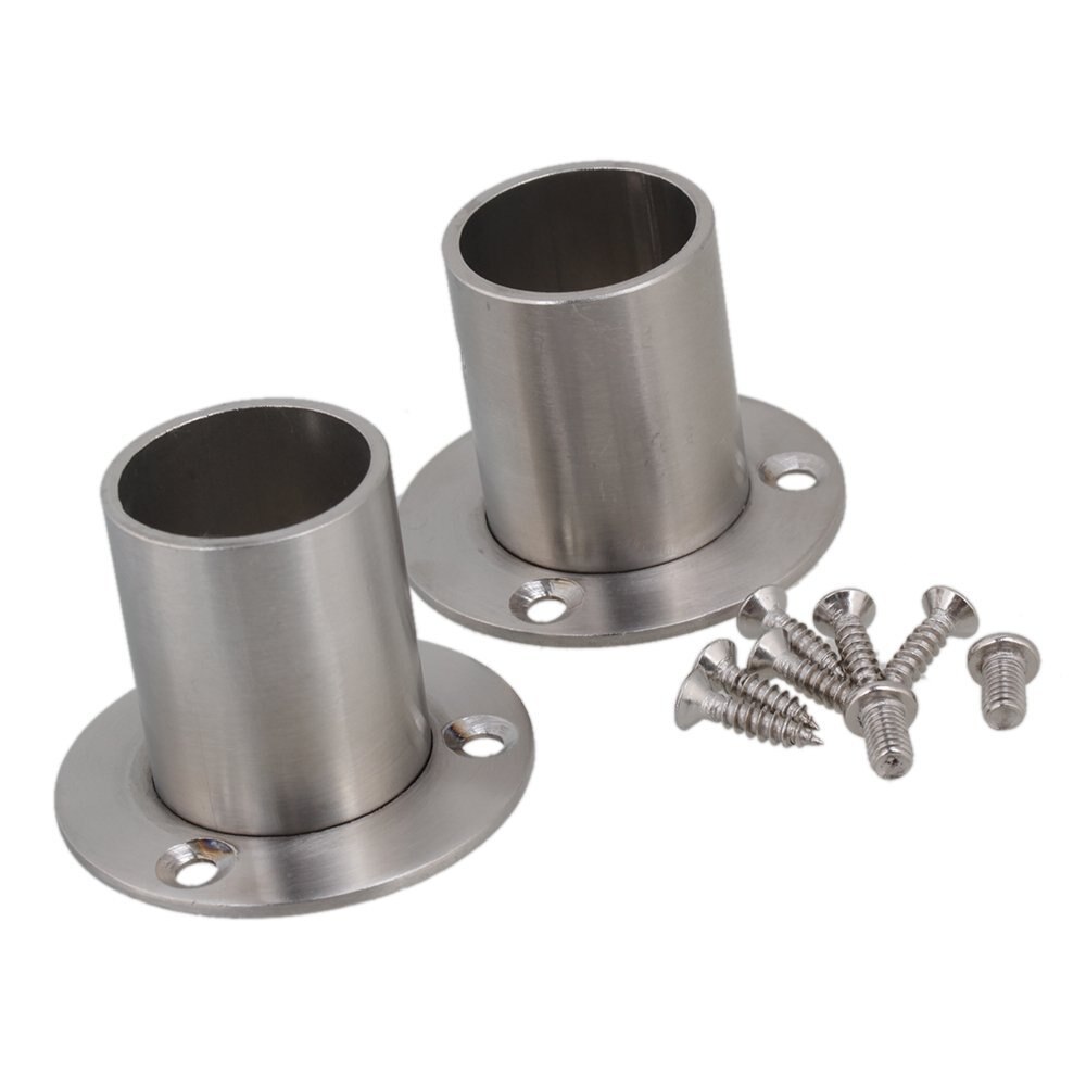 Stainless Steel Pipe Flange Socket Rod Holder Fitting Bracket For 25mm Dia Pipe Hardware Pack Of 2