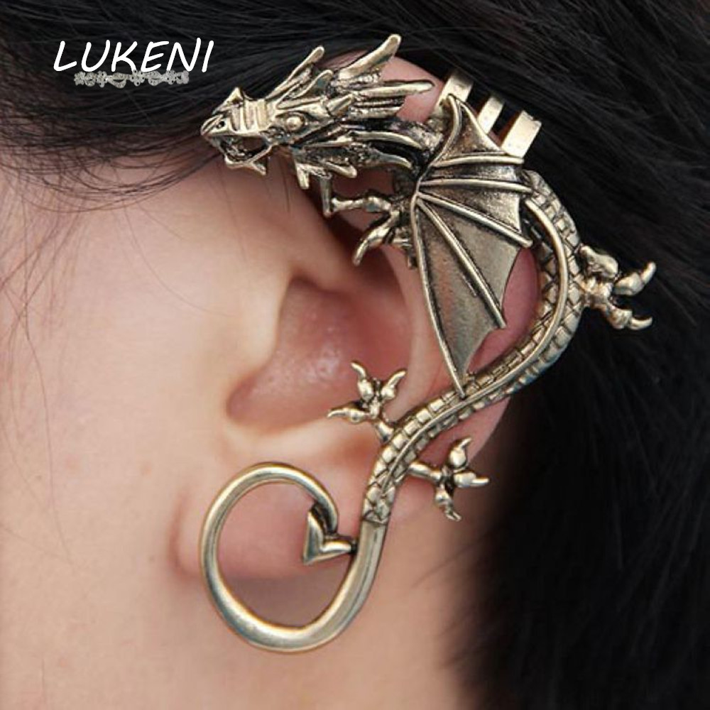 Lukeni 10 Stks/partij Mode-sieraden Punk Dragon Lange Oor Manchet Oorbel Jassen Voor Vrouwen En Mannen EJ006