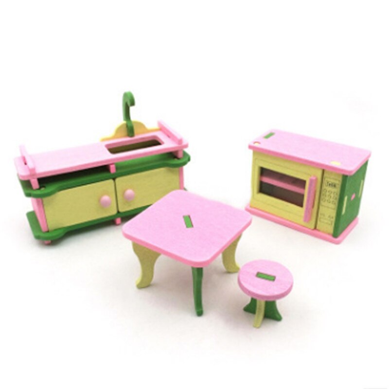Holz Möbel einstellen DIY Handgemachte Puppenhaus Miniatur Schlafzimmer Kleinkind freundlicher Rolle vorgeben Spielen Spielzeug Für freundlicher freundlicher: Küche