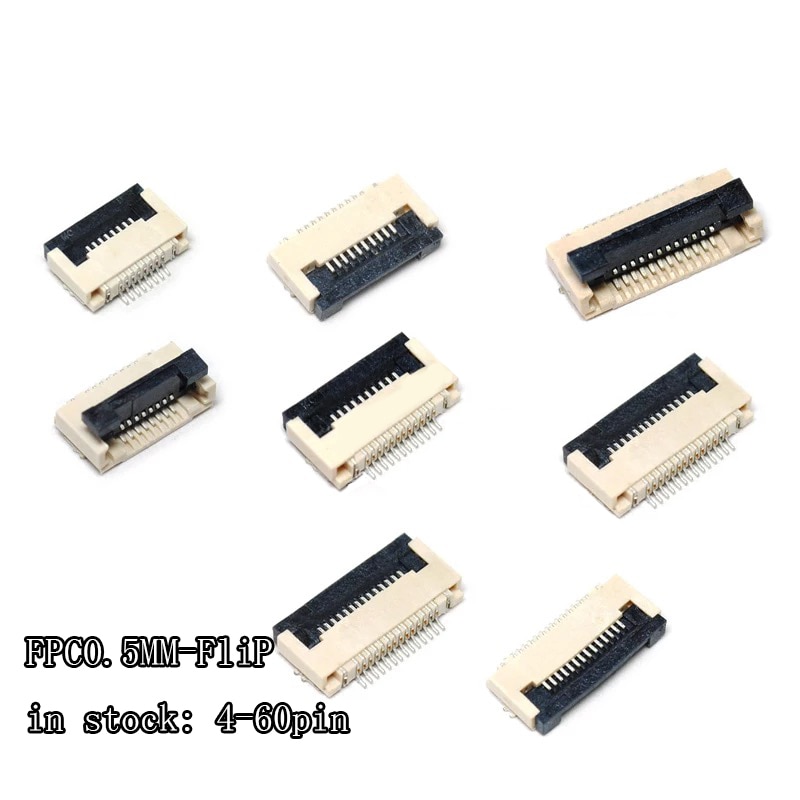 5 stücke FPC Anschluss buchse FFC 0,5 MM Clamshell Unterseite Kontakt Typ 4P 6P 8P 10P 12P 14P 18P 20P 22P 24P 30P 32P 36P 40P 50P 60P