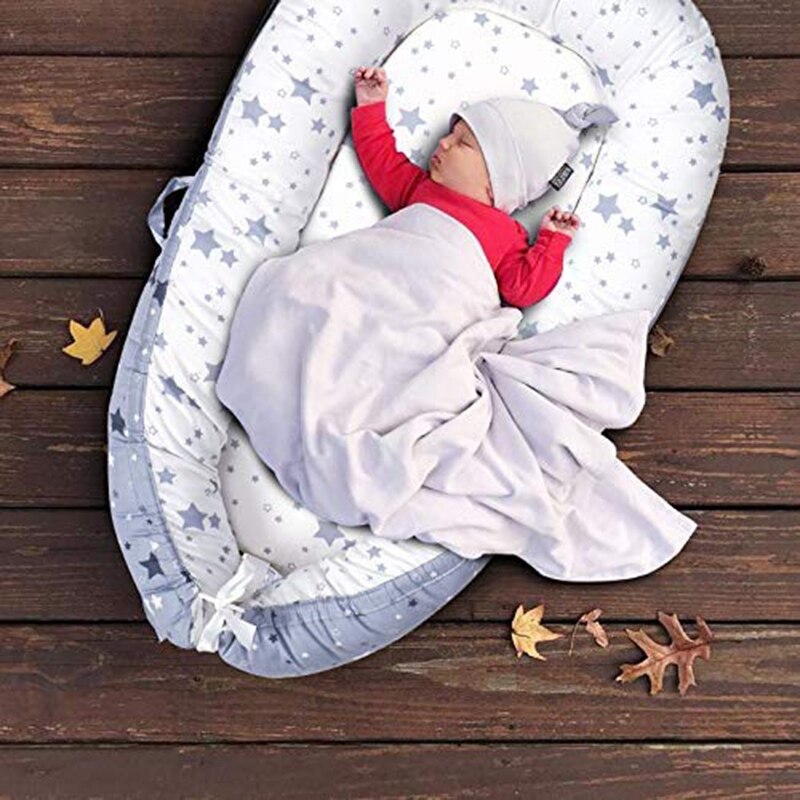 Baby Lounger, Portable Super Soft 100% Cotton and Breathable Newborn Lounger - Perfect for Co-Sleeping