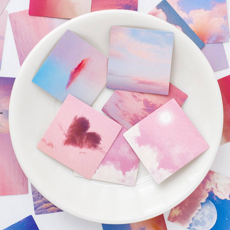 46 Stks/doos Roze Landschap Cloud Patroon Scrapbooking Bullet Bujo Journal Decoratieve Dagboek Sticky Notes Laptop Briefpapier Stickers