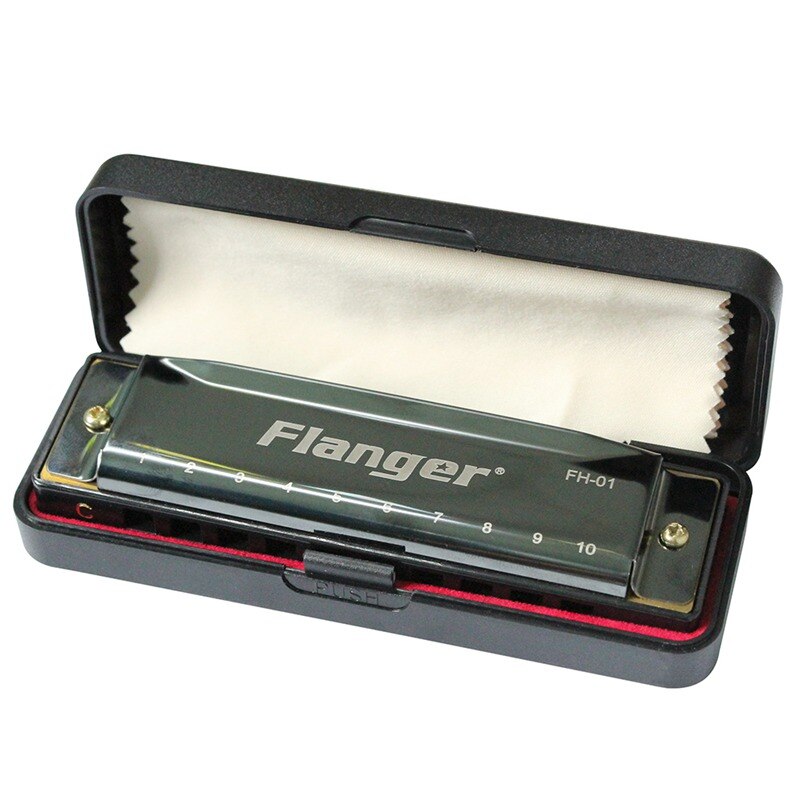 Flanger FH-01 Diatonische Blues Harmonica Standaard 10 Hole 20 Tone Met Case Sleutel Van C Voor Beginner Professionals