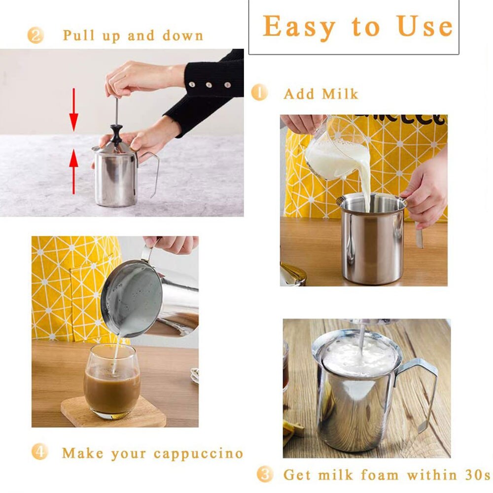500Ml Handmatige Melkopschuimer Rvs Cappuccino Melk Creamer Schuim Mesh Koffie Foamer Creamer Keuken Applicance