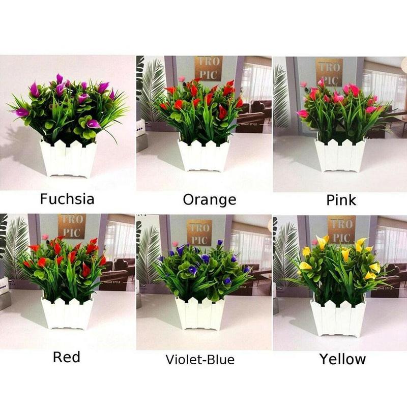 Fleur de lys Calla artificielle, Style, plante en Pot avec Pot bonsaï, ornements de jardin pour la maison