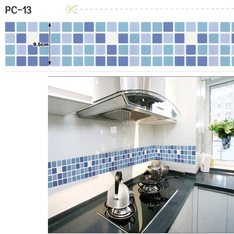 100x9.5CM Slaapkamer Woonkamer Waterdichte Plint Taille Lijn Muurstickers Wc Badkamer Tegels Sticker Mozaïek Behang Grens: PC-13