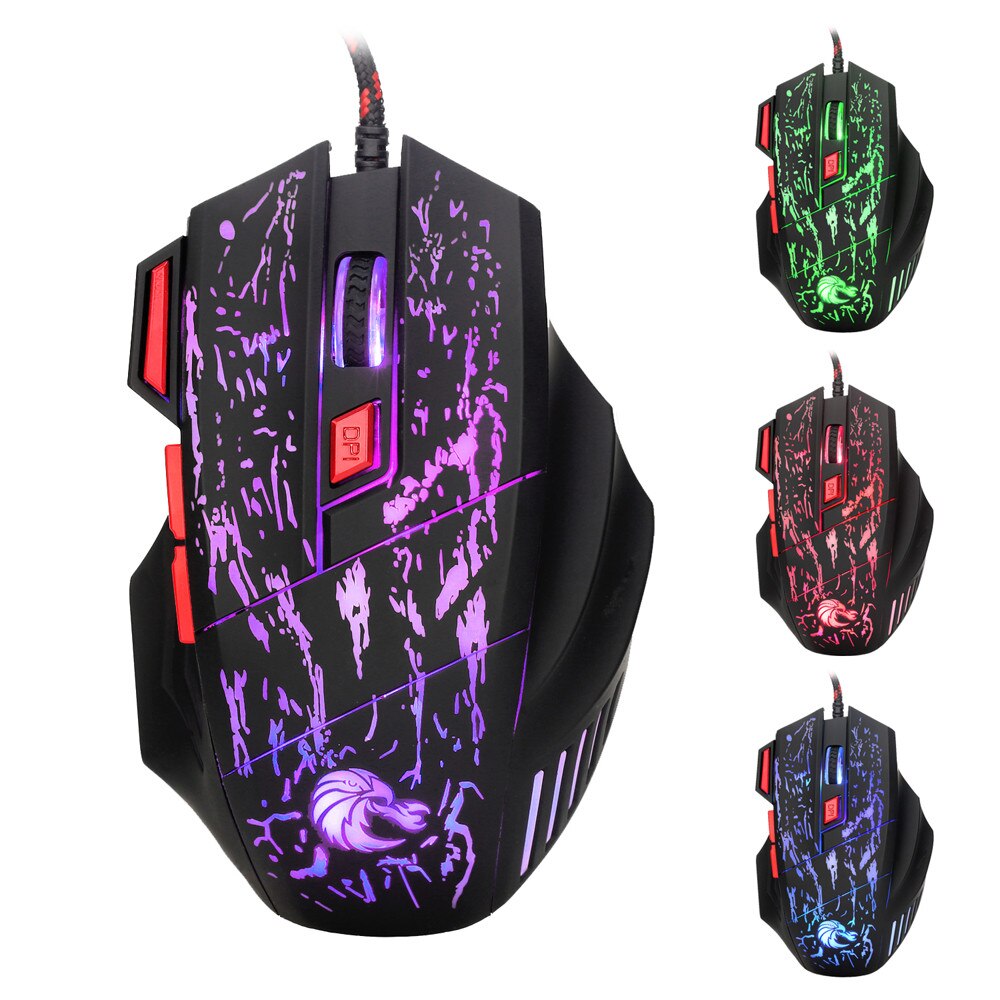 7 button 5500 DPI PC laptop USB wired optical gaming mouse computer accessories for pc: Default Title