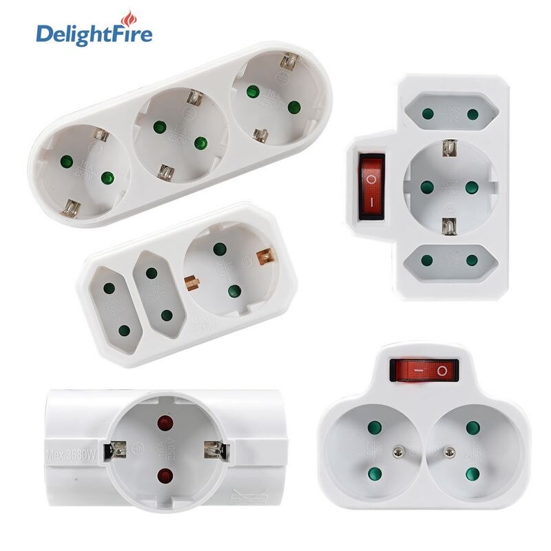 EU Standard Conversion Socket ON/OFF Switch 16A 250V France German Style Plug 1 to 2/1 to 3 Way Wireless Extended Socket CE