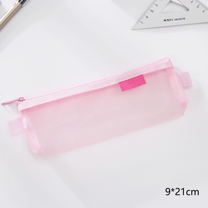 1PC Simple Transparent Mesh Pencil Case Nylon Pen Box Student Office Student Pencil Cases Office School Supplies: 8