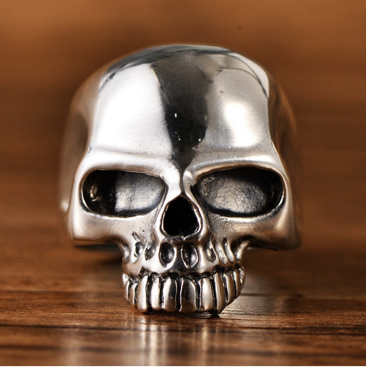 925 Sterling Silver Mens Skull Biker Ring Ringen Sieraden A4418