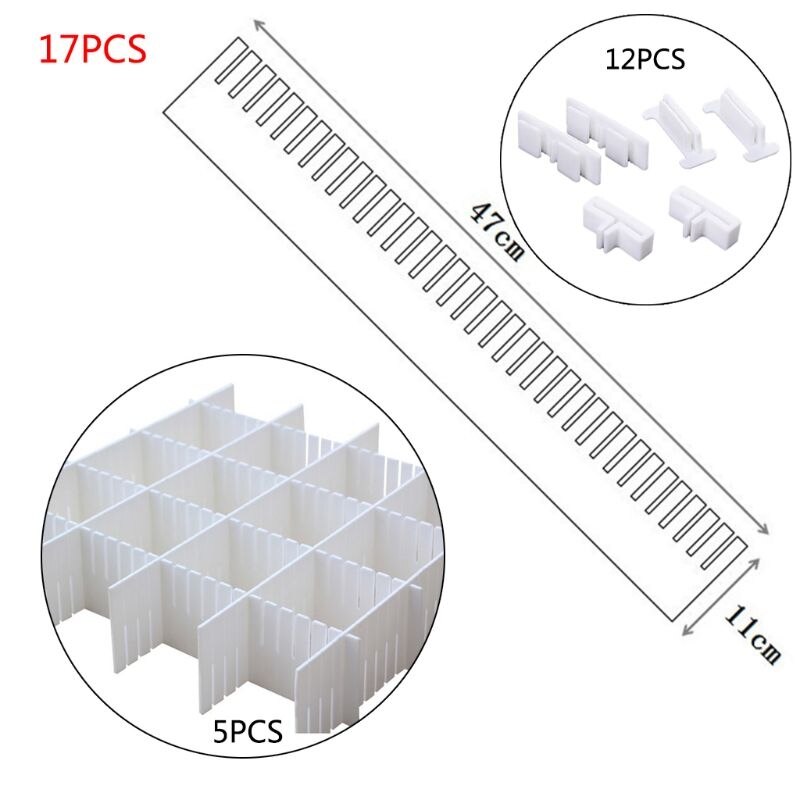 Drawer Dividers, Drawer Divider Organizers 5PCS DIY Plastic Grid Adjustable