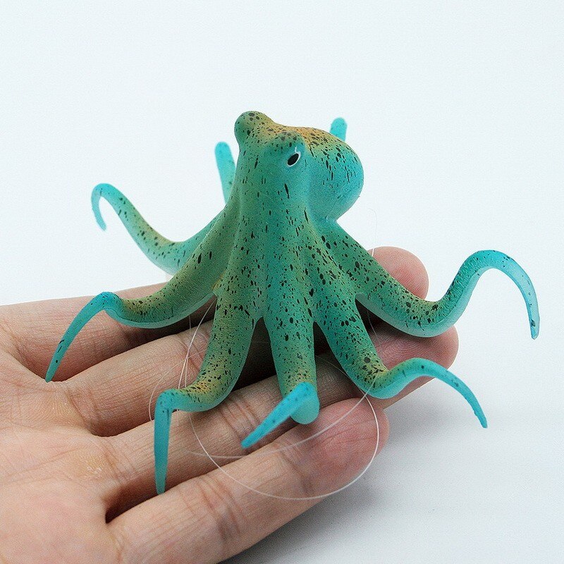 Fluorescent Artificial Aquarium Octopus Silicone Fish Decoration Glowing Fish Tank Octopus Ornament with Suction Cup