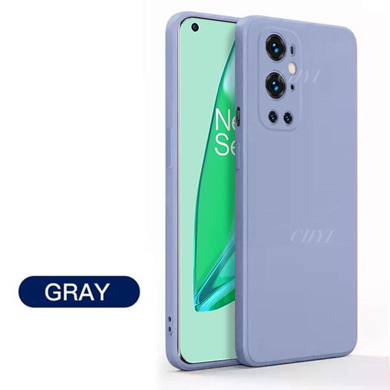 Platz flüssiges silikon fall für oneplus 9 pro abdeckung coque funda weiche luxus kamera objektiv protector schutzhülle: For Oneplus 9 / gray