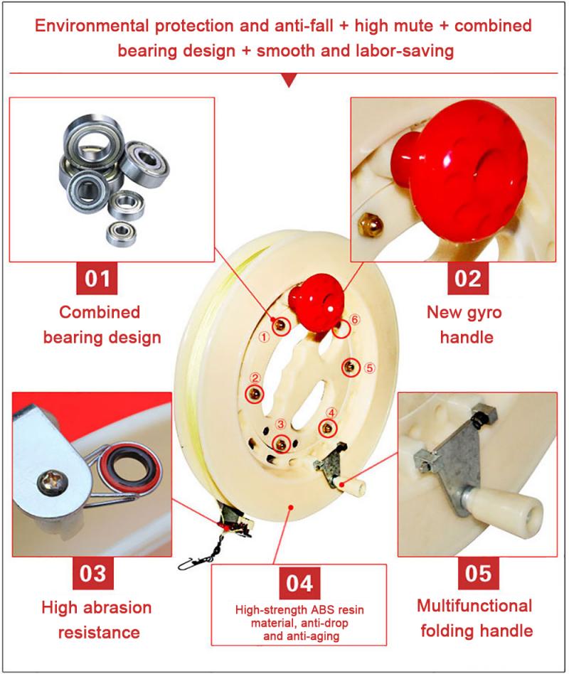 Quente!!! portátil kite linha corda carretel ao ar livre redondo voar aderência roda 16/18cm rolamento de esferas lidar com acessórios linha kite winder