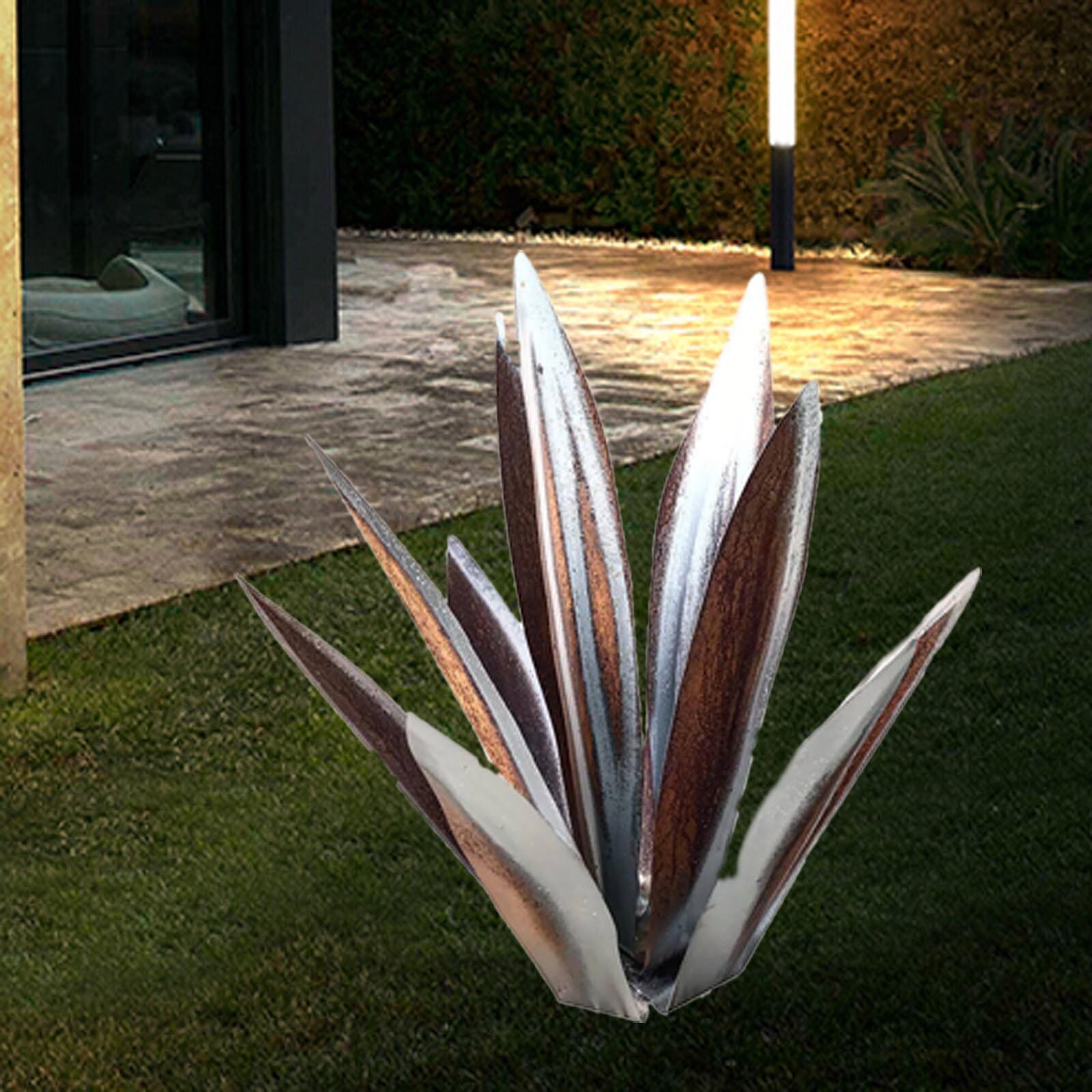 Diy Metal Art Tequila Rustic Sculpture Garden Yard Sculpture Home Decor 9 leaves Garden Signs Garden Decoration Accessories: E