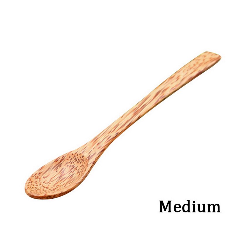 Træske naturlig rå kokosnødske / knivservice til spisning madlavning under omrøring: Medium ske