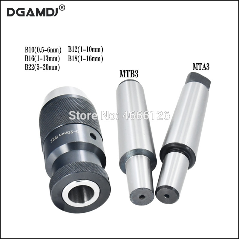 1SET MORSE #3 MT3 B10 B12 B16 B18 B22 chuck Self Tighten Keyless Drill Chuck for drilling machine Taper Drill Chuck