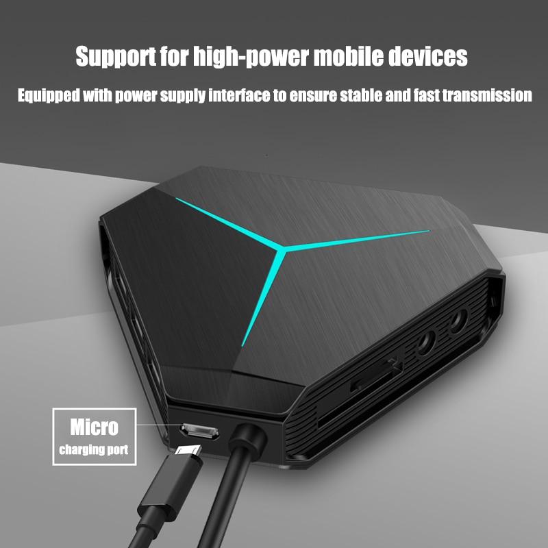 6 Port USB 2.0 3.0 Hub With TF SD Card Reader Mic AUX Cool Light Charging Splitter for Multi-device Desktop Laptop