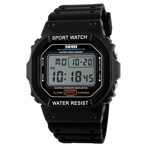 Reloj deportivo Digital SKMEI 1134 para hombre, reloj de pulsera resistente al agua con cronógrafo y alarma para exteriores: white