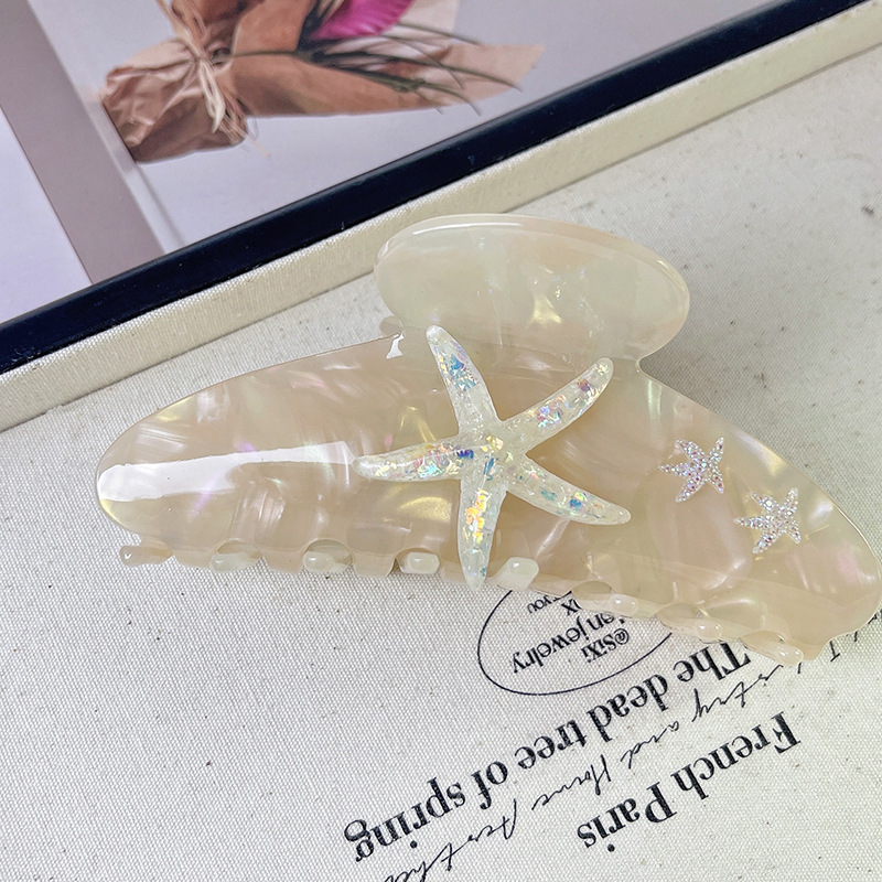 YHJ-garra para el pelo de estrella de mar para mujer, pinza para el pelo de acetato con diamantes de imitación, joyería de vacaciones, pinzas para el pelo, accesorios para el cabello: Verde claro