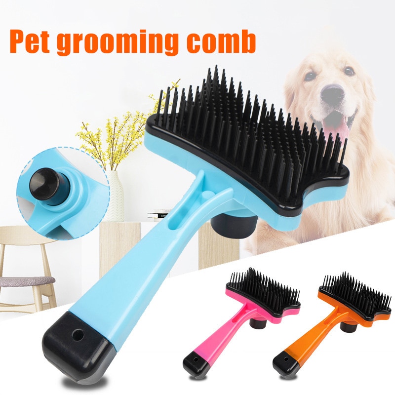 Plastic Push Borstel Voor Kat En Honden Huisdier Bruidegom Bad Borstel Ontharing Borstel Handig Voor Pet Grooming Tool QP2