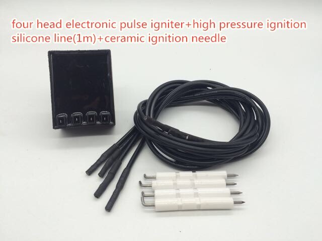 FOUR head electronic pulse igniter+high pressure ignition silicone line(1m)+ceramic ignition needle for oven,stove,griddle etc
