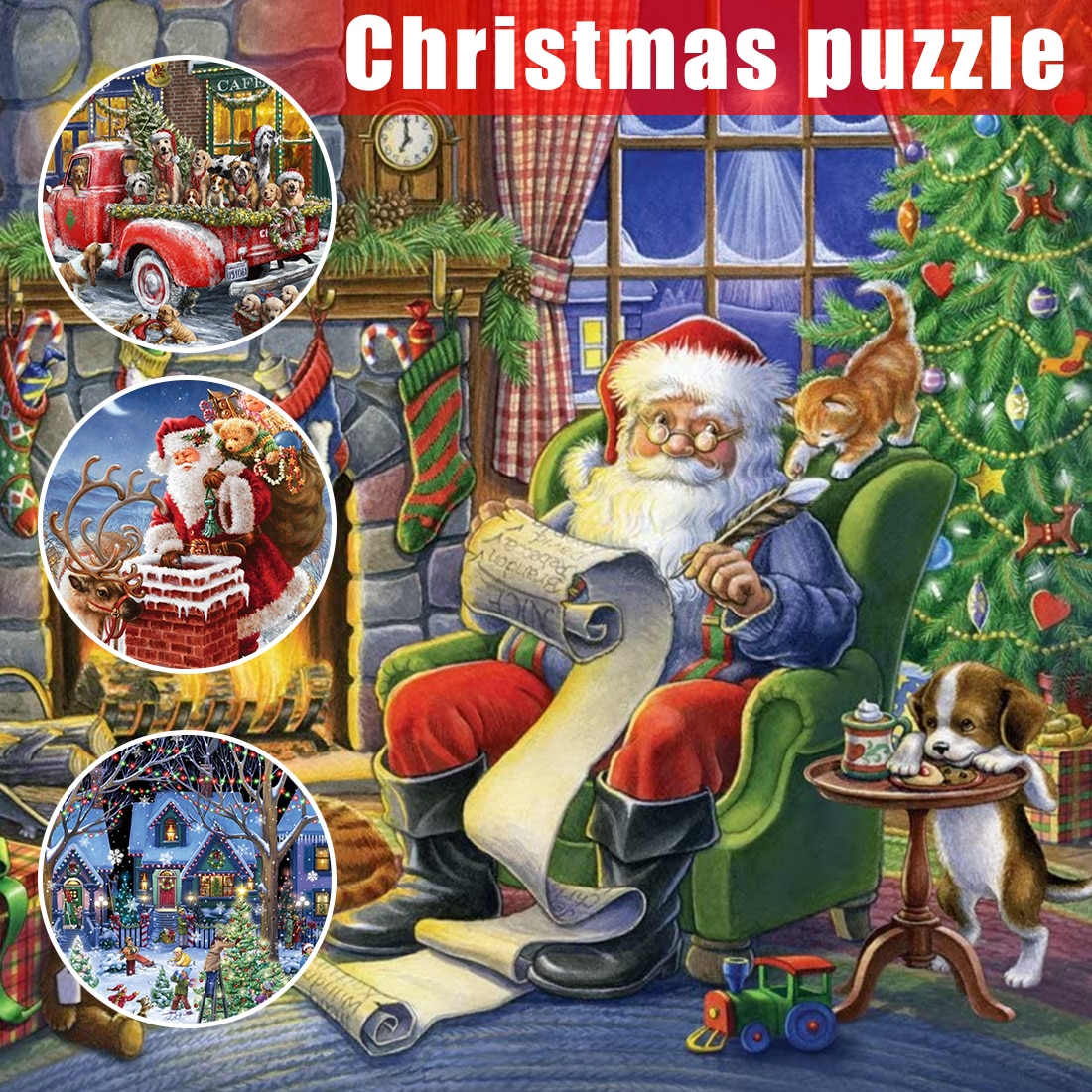 Happy Christmas 500/1000Pcs Puzzle Pieces Exercise Memory Relieve Stress Jigsaw Puzzles NIN668