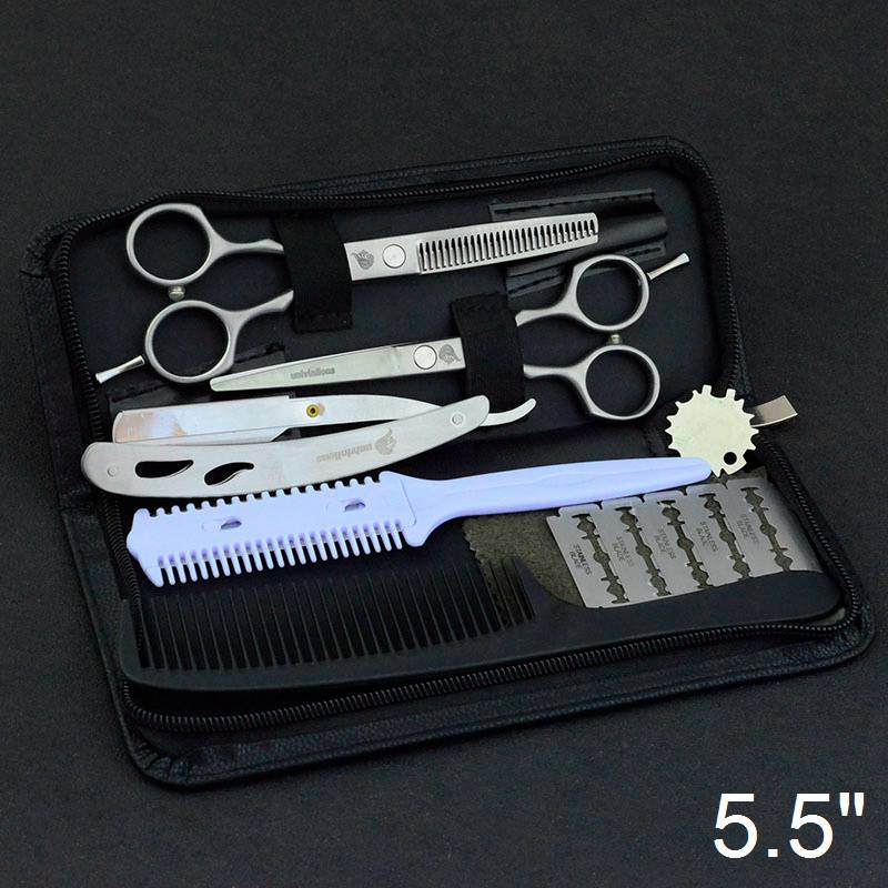 5.5" sharp scissors cut hair scissors thinning scissors pinking barber razor edge haircut cabelereiro hair cutting scisors: 5504B-Kit Razor