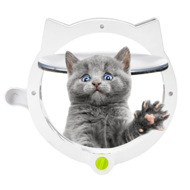 Kleine Ronde Kat Deur Met 4-Way Lock Huisdier Plastic Venster Afsluitbare Gate Voor Kitten Hond Dierbenodigdheden