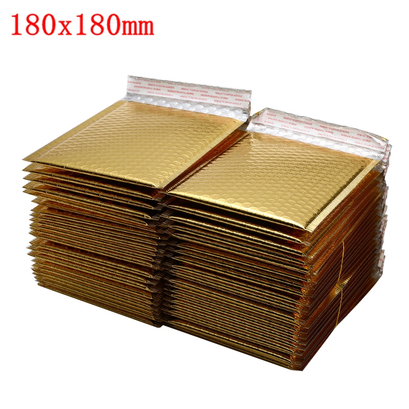 50 Stks/partij Verschillende Specificaties Gold Plating Papier Bubble Enveloppen Tassen Mailers Padded Envelop Bubble Mailing Zak: 180x180mm gold