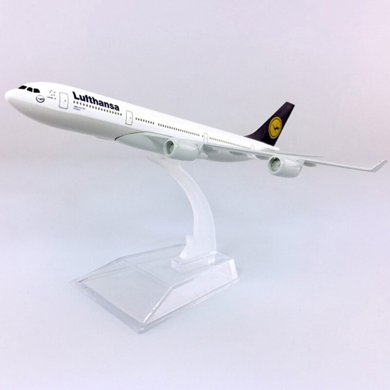 16CM German Lufthansa 340 aircraft 1:400 Air airbus A340 model landing gear W base alloy airplane collectible display Plane toy