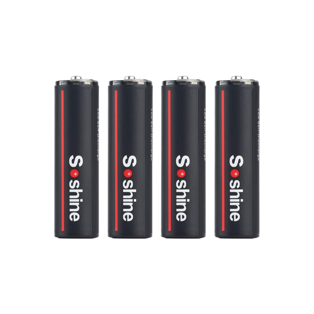 Soshine 2600 mWh USB wiederaufladbare Lithium-Batterien 1,5 V AA Li-Ion-Batterie 1200-facher Zyklus für Uhren, Fernbedienungskameras, Taschenlampe: Black