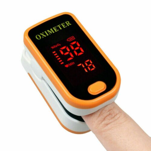 LED Finger Pulse Oximeter Blood SPO2 Oxygen Level PR Saturation Heart Rate Patient Monitor Party Favor Pouch&Lanyard