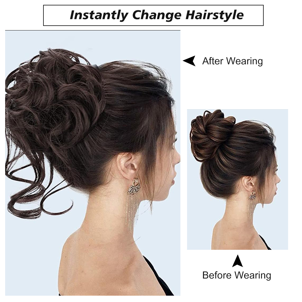 Chignon chignon désordonné synthétique, pince à griffes, chignon bouclé, chignon ondulé, longue barbe, queue de cheval ébouriffée, chouchou pour 03/Wear