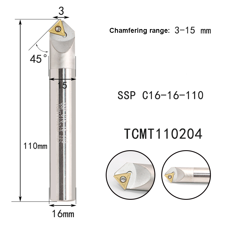 LIHAOPING 15 45 60 herramientas de biselado de 30 grados SSO SSY SSP SSH TCM C16-16-110 fresadora CNC torno cortador insertos TCMX TCMT