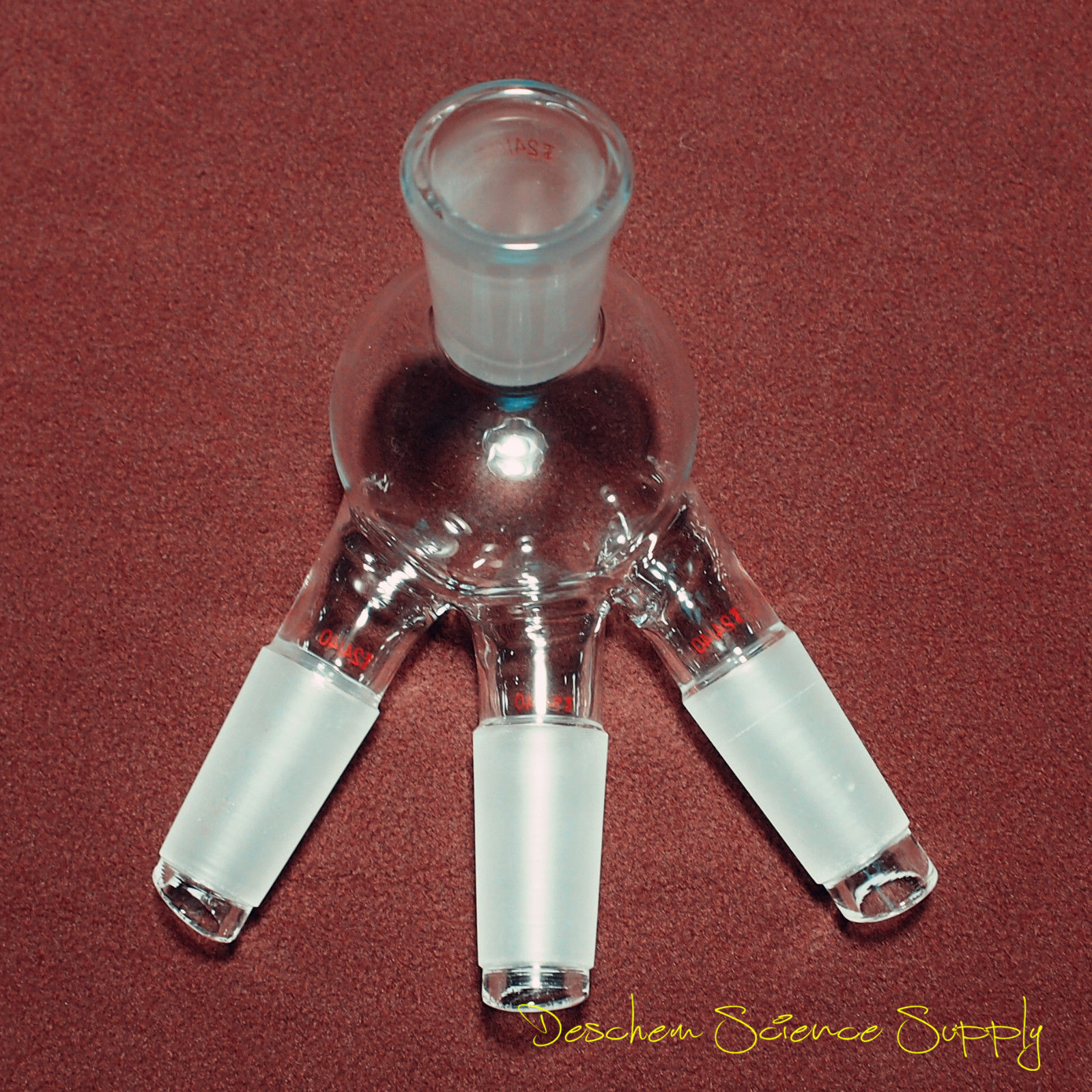 24/40,Glass Distillation Receiver Adapter,Cow Shpae,Lab Chemistry Glassware